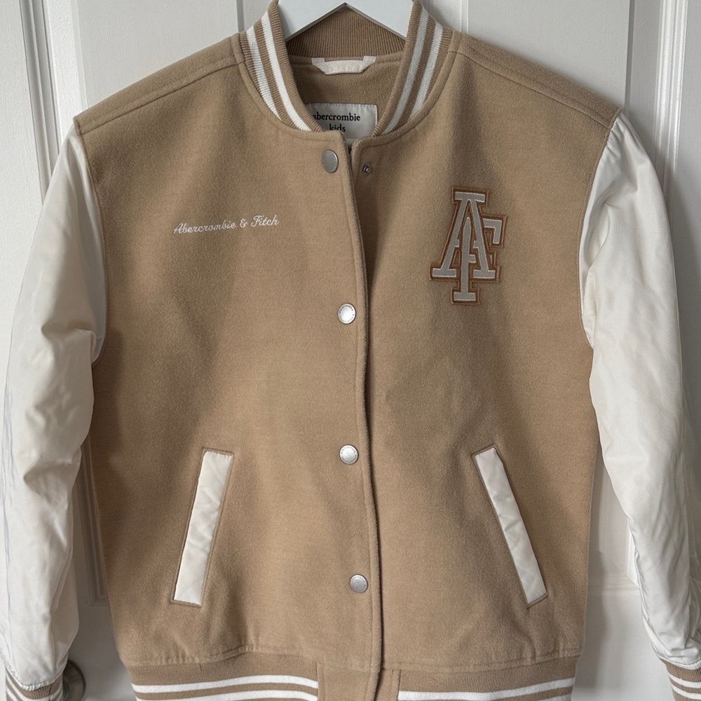 Abercrombie & Fitch Beige Varsity Jacket